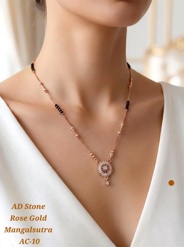 AD stone rose gold mangalsutra AC 10 Cheap artificial jewellery wholesale in Gujarat