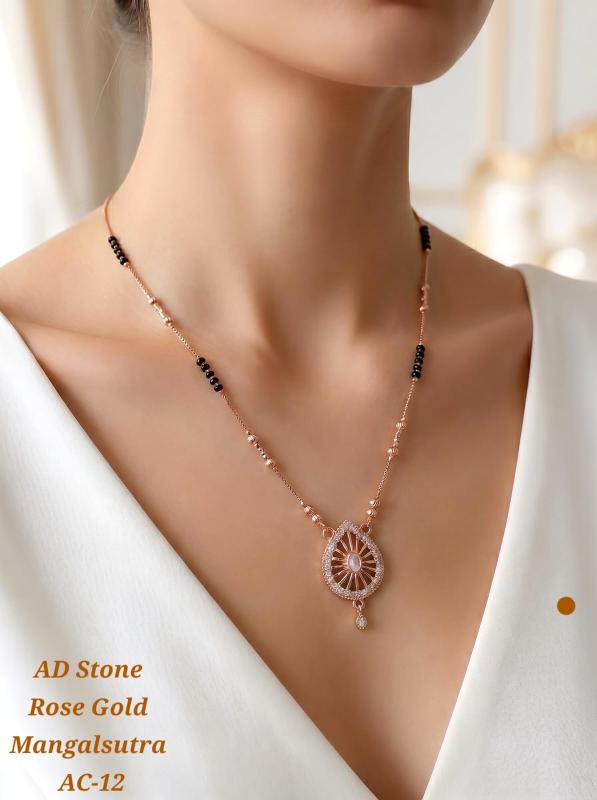 AD stone rose gold mangalsutra AC 12 Fashion jewellery wholesale market in Gujarat