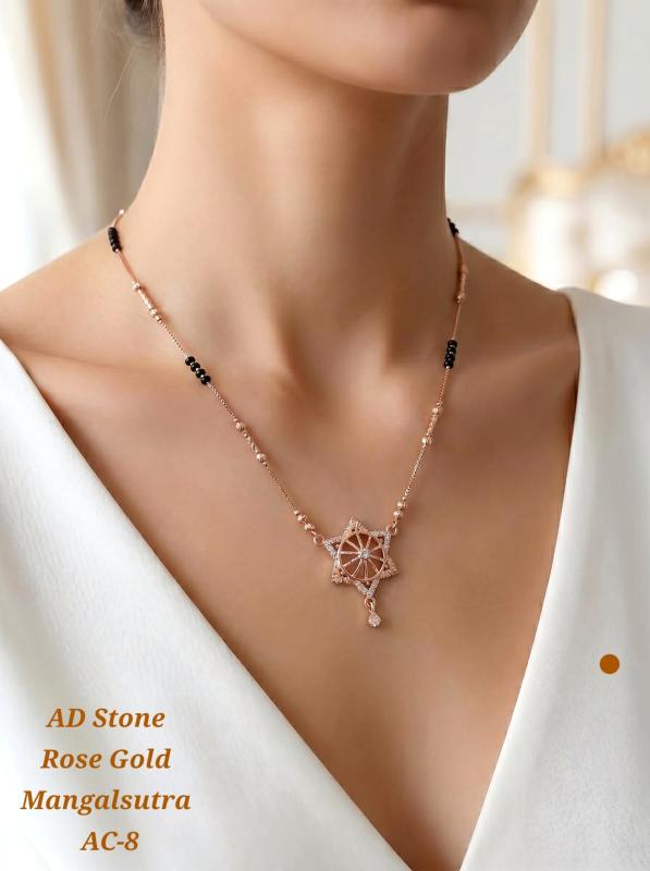 AD stone rose gold mangalsutra AC 8 Artificial jewellery wholesale market in Gujarat