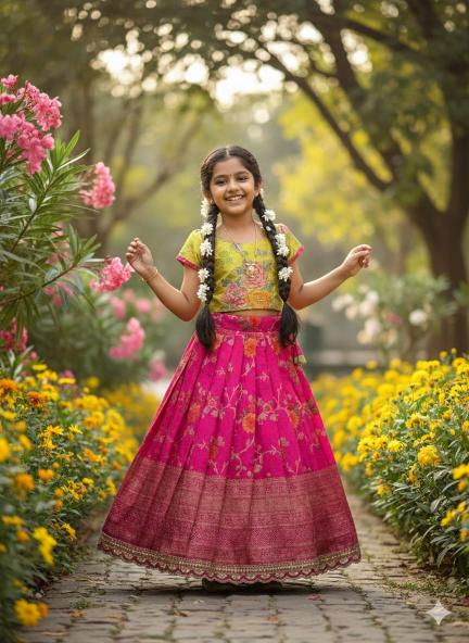 Beautiful Flower Position Work Natural crape pink Children kurta wholesalers