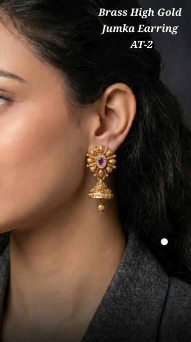Brass high gold jumka earring AT 2 Mumbai artificial jewelry online