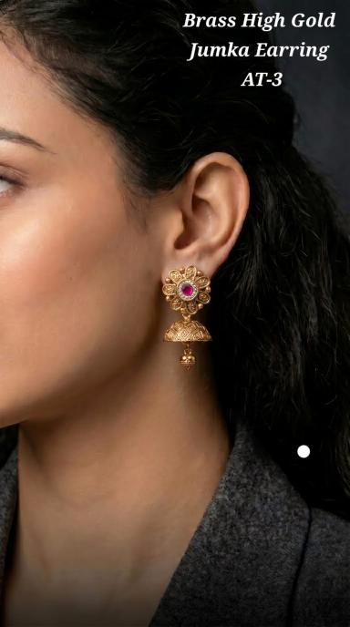 Brass high gold jumka earring AT 3 Cheap artificial jewelry in Mumbai
