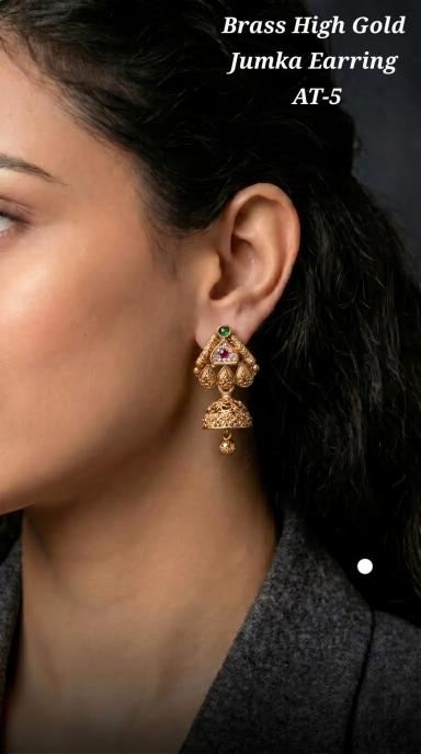 Brass high gold jumka earring AT 5 Imitation jewelry manufacturers in Mumbai
