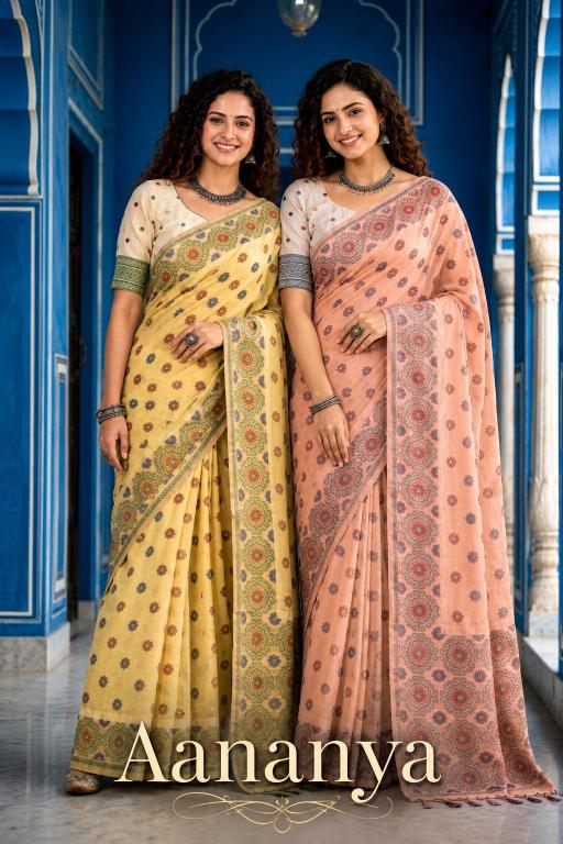 Bunawat - Aananya Sangam Prints Cotton Woven Work Traditional Saree