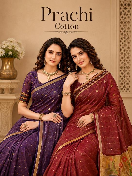 Bunawat - Prachi Cotton Sangam Prints Cotton Woven Work Traditional Saree