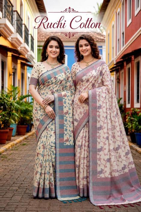 Bunawat - Ruchi Cotton Sangam Prints Cotton Woven Work Traditional Saree