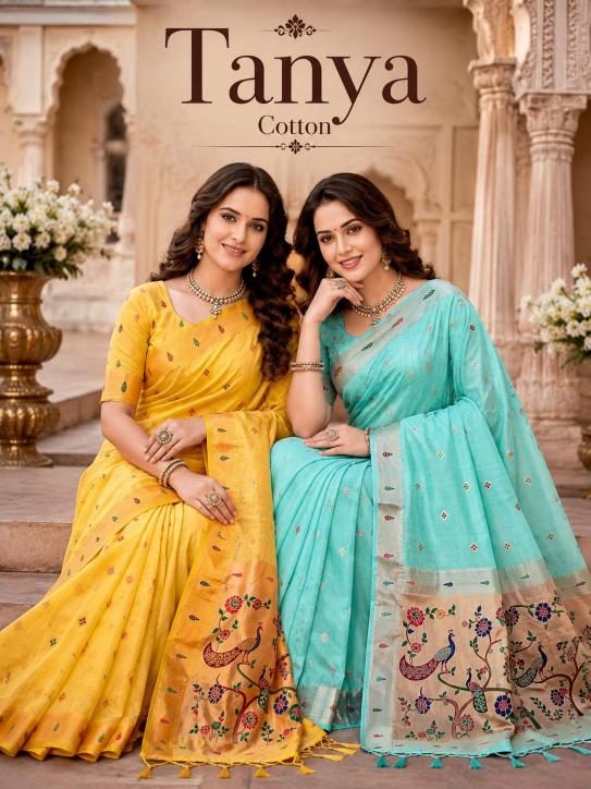 Bunawat - Tanya Cotton Sangam Prints Cotton Woven Work Traditional Saree