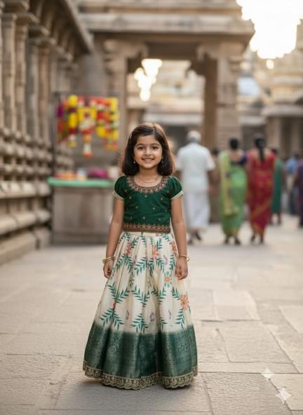 Coconut Kids Taffeta Silk Green Kids lehenga choli wholesale in surat
