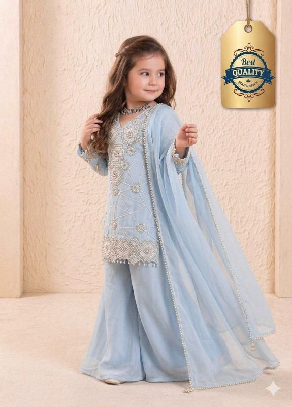 EXCLUSIVE AND TRENDY OC 247 Georgette Blue Gujarat kids wear suppliers