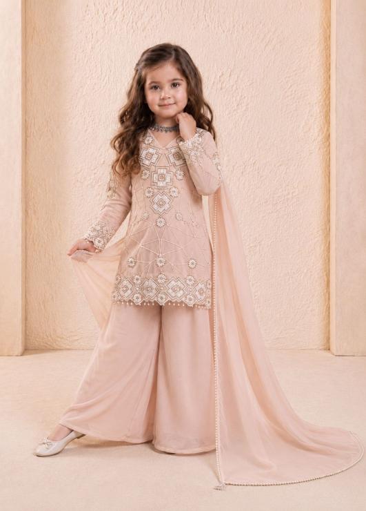 EXCLUSIVE AND TRENDY OC 247 Georgette Pink Children ethnic wear market