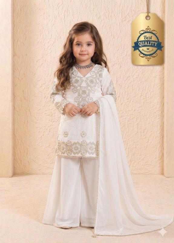 EXCLUSIVE AND TRENDY OC 247 Georgette White Kids kurti manufacturers