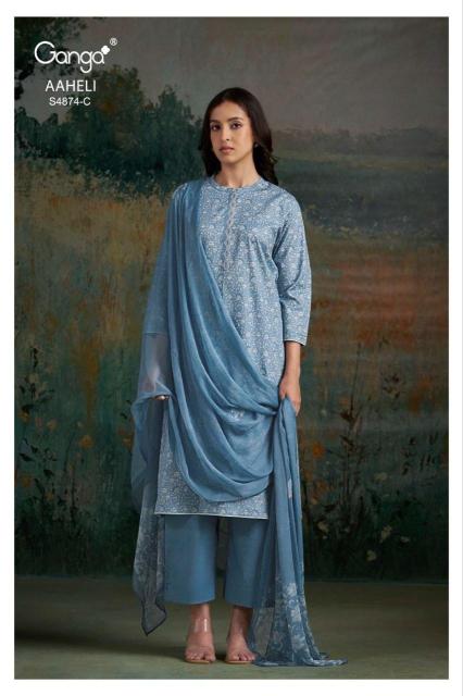 Ganga aaheli 4874 top company in the category dress material wholesalers in jaipur 