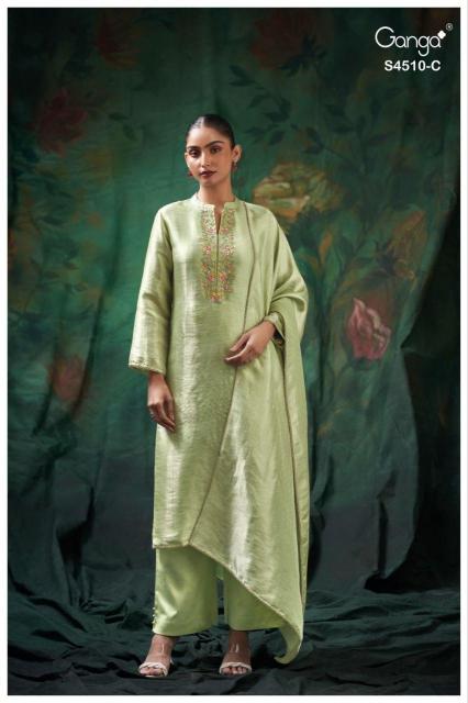 Ganga jeyra 4510 print dress material wholesaler at mt market indore 