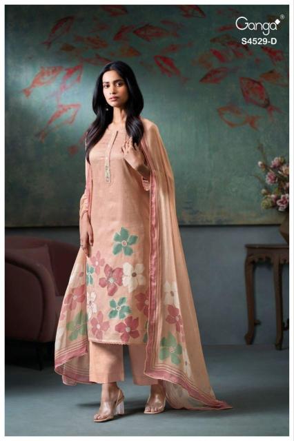 Ganga priarae 4529 very cheap printed dress material wholesale 