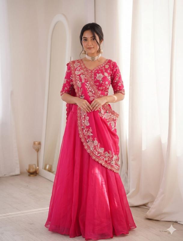HB 191 Crunshi Pink Bridal lehenga choli suppliers