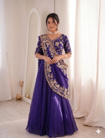 HB 191 Crunshi Purple Latest lehenga choli designs in bulk