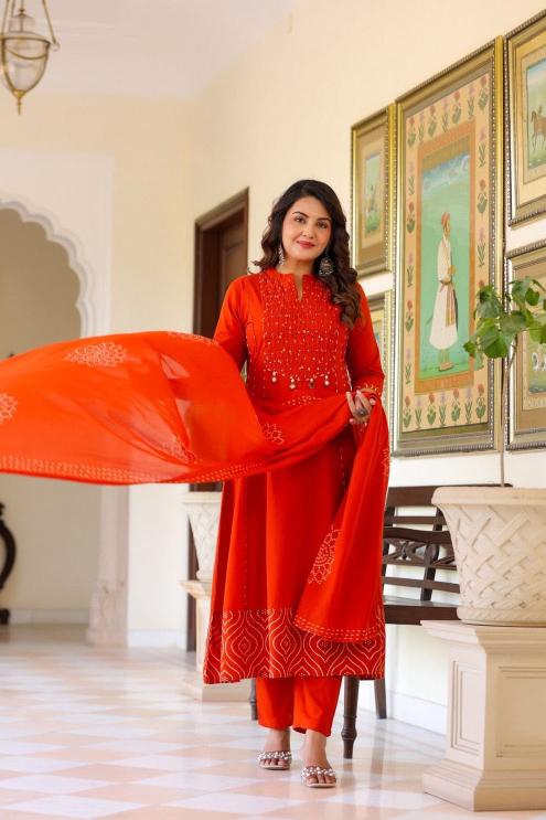 Jaipuri 3pcs anarkali wholesale kurtis running materials 