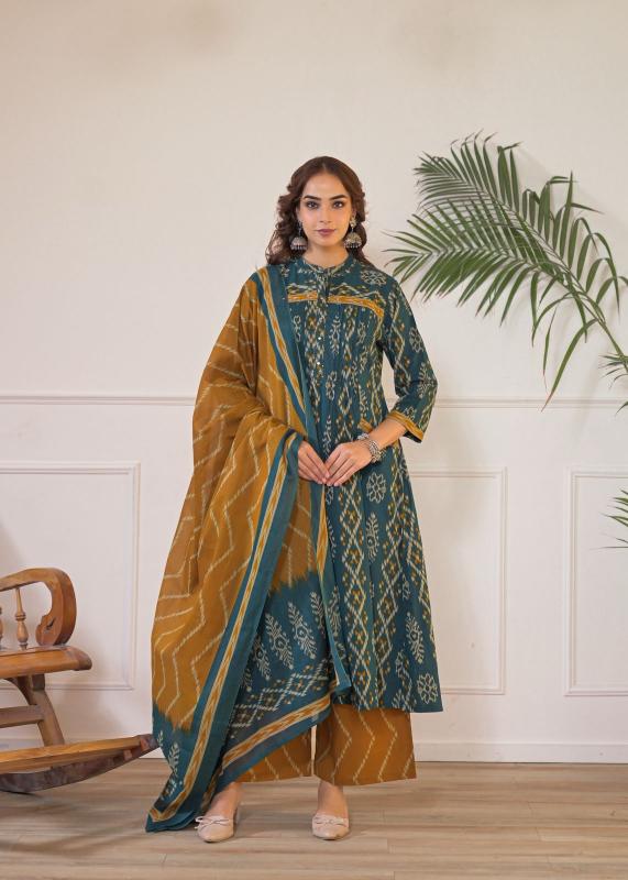 Jaipuri A line 3pcs zipline kurti wholesale 