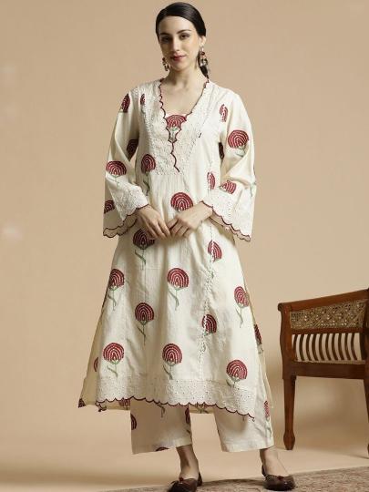 Jaipuri A-line stitched kurti material wholesale 