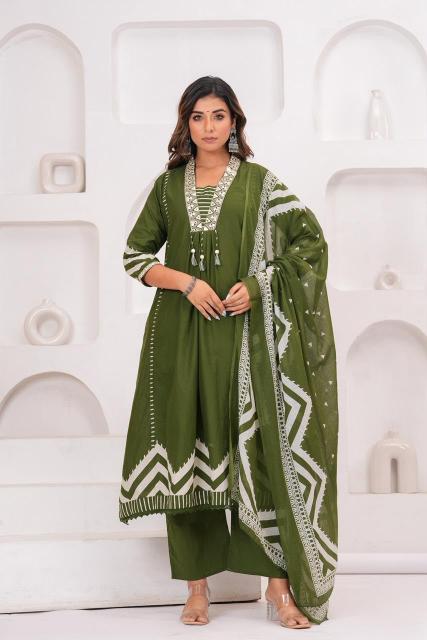 Jaipuri Aline 3pcs kurtis wholesale image 