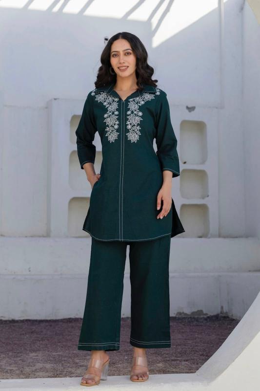 Janni cotton green coord set factory direct wholesale clothing india online 