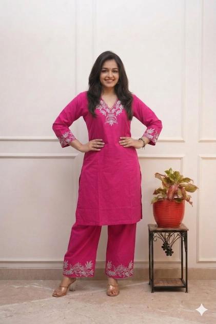 Janni cotton pink coord set wholesale india 