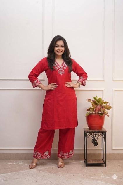 Janni cotton red cord set manufacturers in delhi 