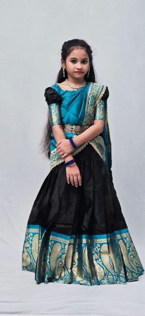 kids lehenga choli lichi silk Black Wholesale Kurtis in Hyderabad