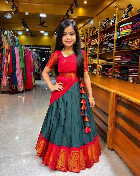 kids lehenga choli lichi silk Red Kids Kurti wholesale price