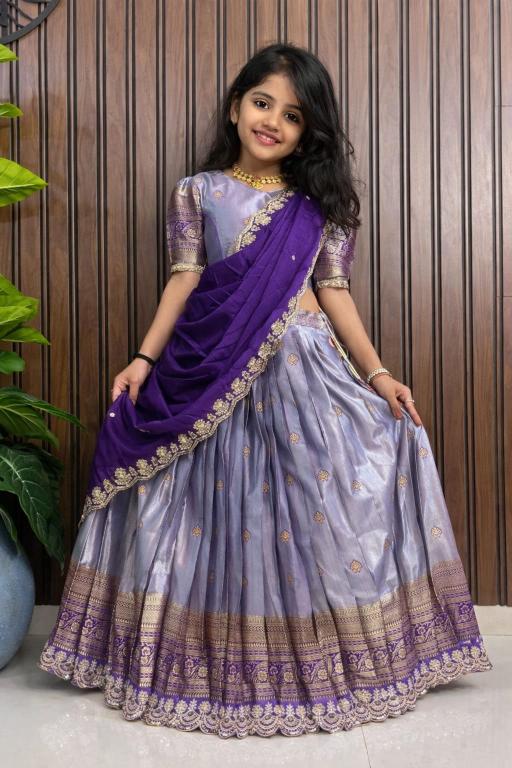 kids lehenga choli simmer silk Purple Party wear lehenga choli for kids