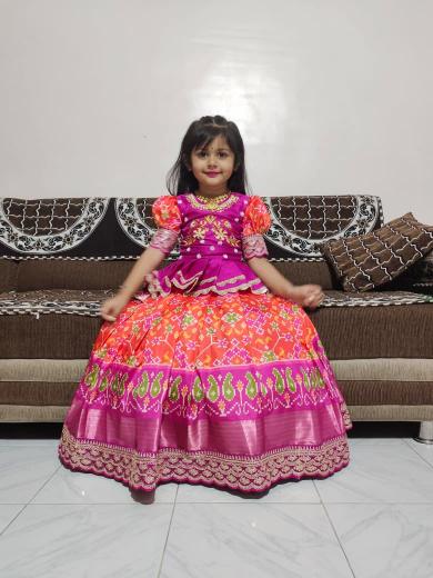 kids pure heavy silk Pink Kids lehengha wholesale price in surat