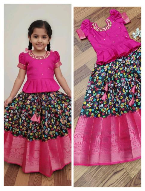 kids silk Black Designer lehenga for kids Ahmedabad