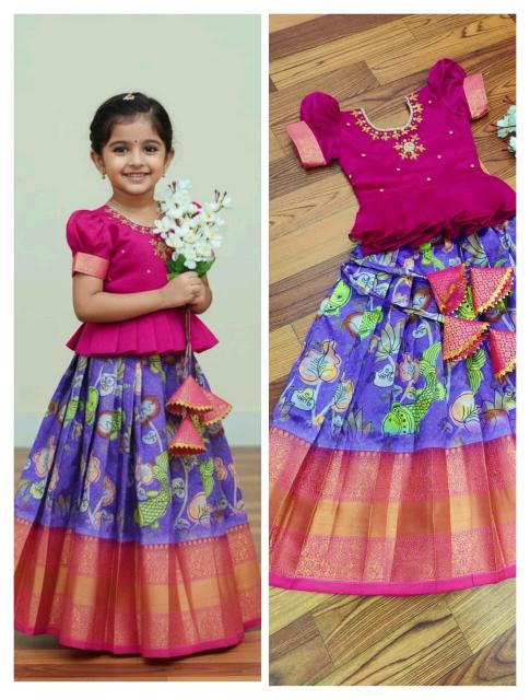 kids silk Purple Kids lehenga choli