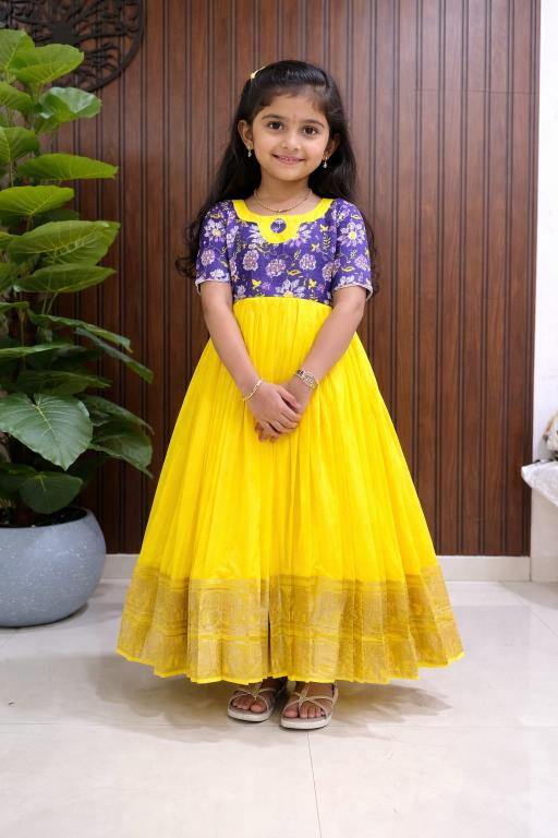 kids silk yellow Kids gown manufacturer in Kolkata