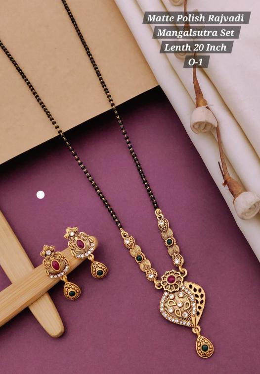 Matte polish rajvadi mangalsutra set lenth 20 inch O 1 Cheap artificial jwellery wholesale
