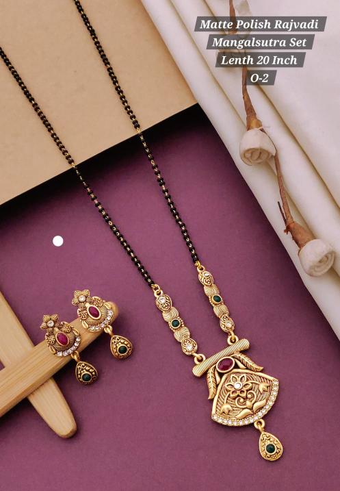 Matte polish rajvadi mangalsutra set lenth 20 inch O 2 Wholesale fashion jwellery market in India