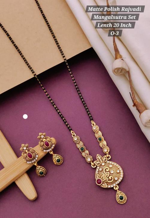 Matte polish rajvadi mangalsutra set lenth 20 inch O 3 Artificial jwellery wholesale suppliers