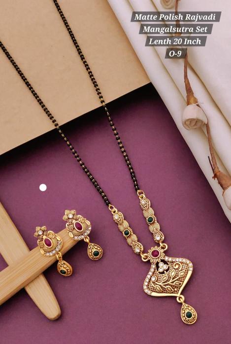 Matte polish rajvadi mangalsutra set lenth 20 inch O 9 Imitation jwellery wholesale market