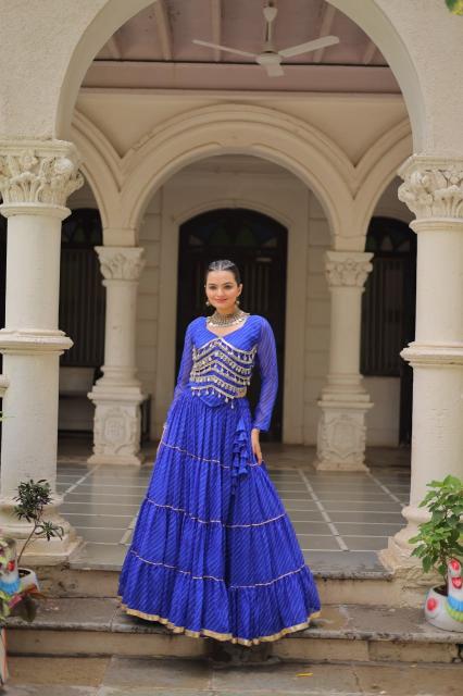 NAVRATRI KA 5047 Leheriya Blue Latest lehenga choli collection in Gujarat
