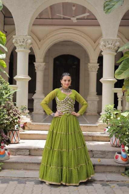 NAVRATRI KA 5047 Leheriya Green Best lehenga choli shops in Ahmedabad