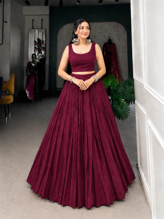 Navratri New REYON Maroon Wedding lehenga choli in Kolkata