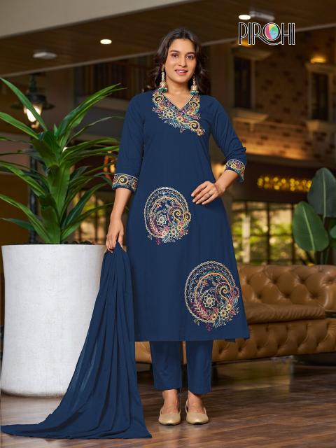 Pirohi mahek 3pcs wholesale kurtis plain 