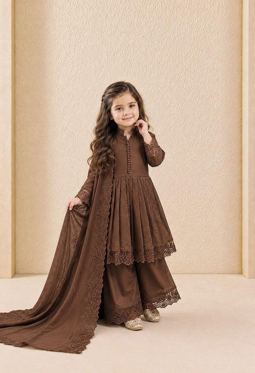 Premium Quality OC 251 Roman Sillk Brown Kids kurti wholesale price in surat