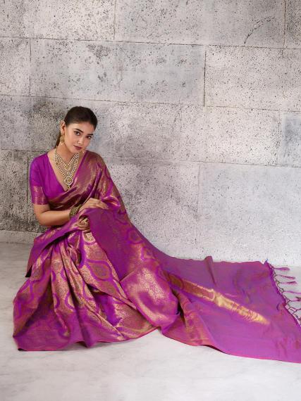 PRISHA SILK by SHREE SHYAM FASHION fancy designer Kanjivaram silk Blend fabric saree wholesale with Fancy latkan