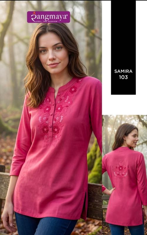 Rangmaya samira short top wholesale reyon kurti online 