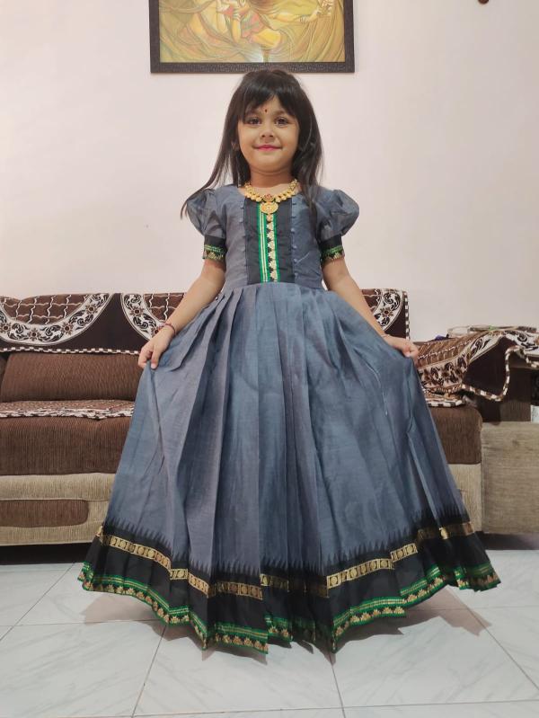 Summer gown cottan silk Gray Kids designer kurtis online