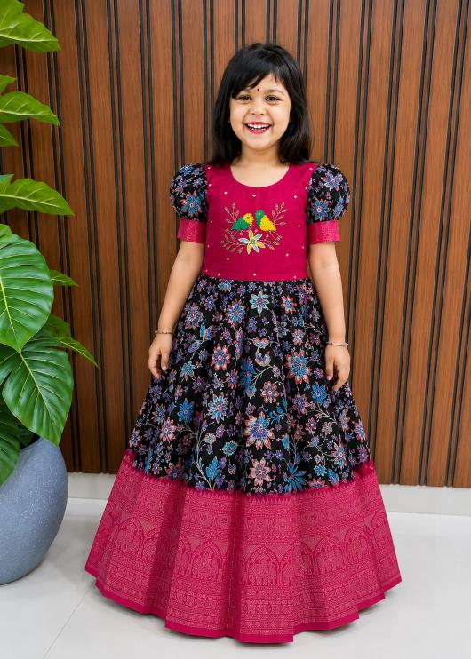 Summer gown silk Purple Kids wear distributor in Ahmedabad
