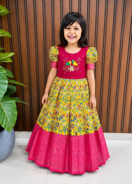 Summer gown silk Yellow Affordable kids wear in Ahmedabad