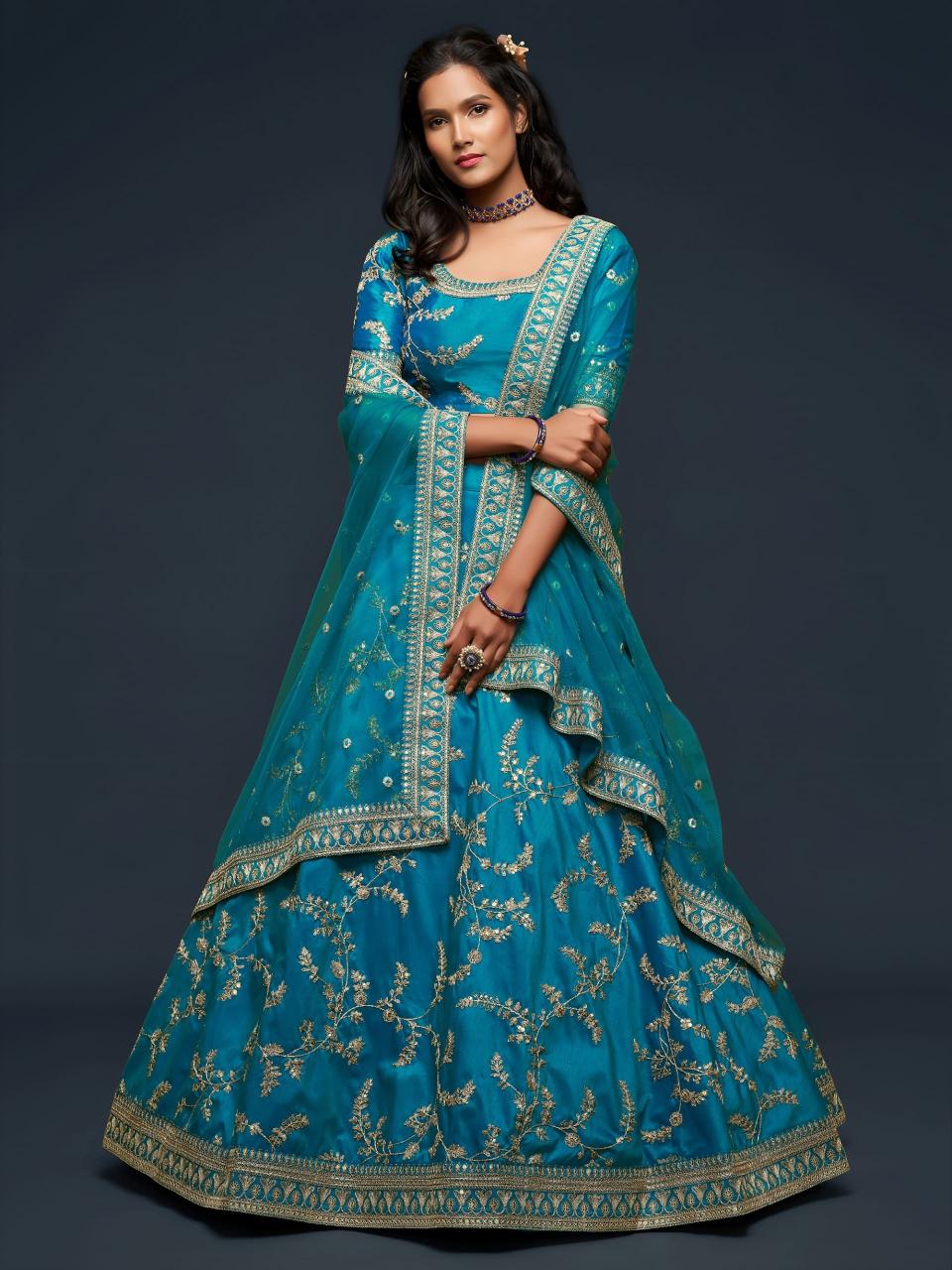 The modern vibes vol 1 Art Silk Blue Wholesale Lehenga Suppliers in Hyderabad