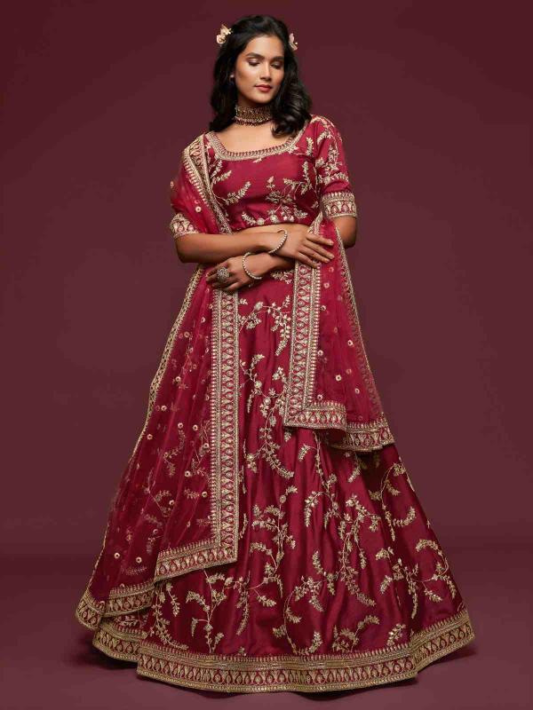 The modern vibes vol 1 Art Silk maroon Traditional lehenga choli wholesale